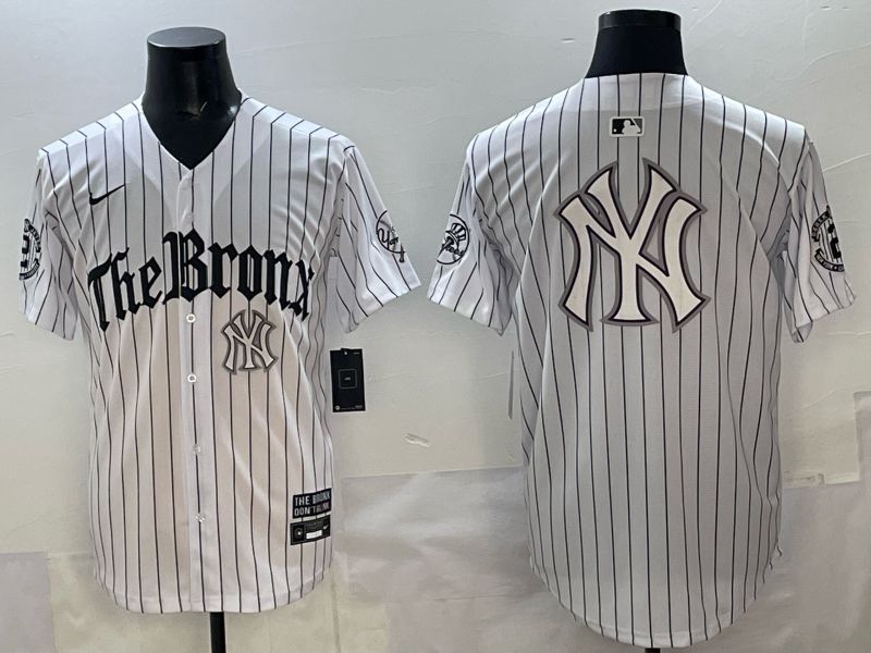 Men 2025 New York Yankees Blank White Stripe Five generations Joint Name Nike MLB Jersey style 030->new york yankees->MLB Jersey